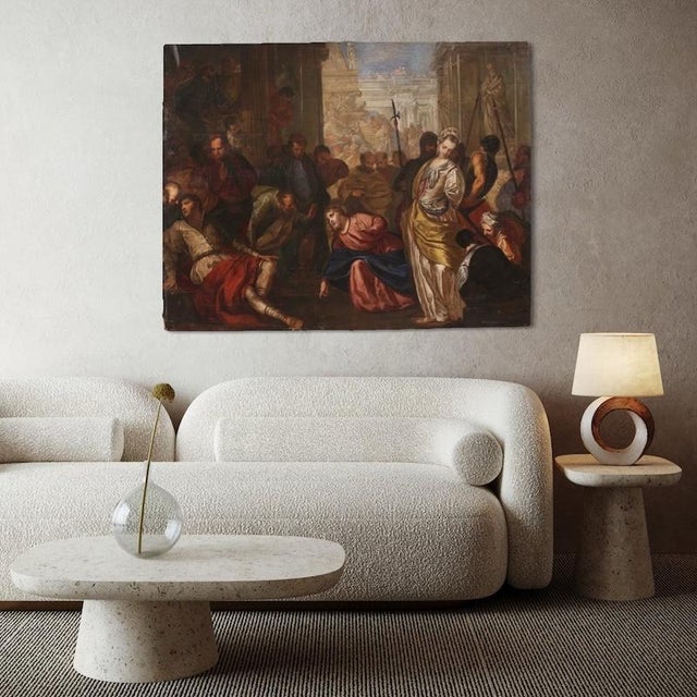 Venetian Artist, Christ and the Adulteress, 1590, Oil on Canvas For Sale - Image 13 of 16