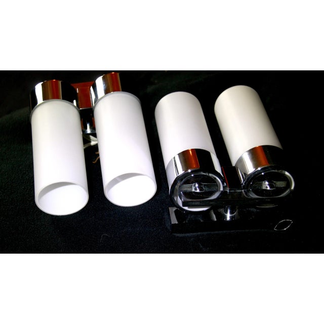 Jacques Adnet Chrome Chandelier and Sconces Set, Mid-Century France - 3 Pieces For Sale - Image 9 of 10