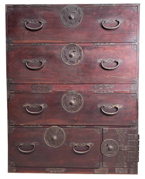 Meiji Period Japanese Traditional Tansu Drawer Chest, 1890s