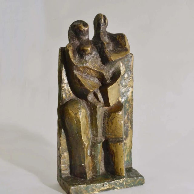 Expressionist Bronze Sculpture of Man Women and Child, Dutch, 1960s For Sale - Image 3 of 8