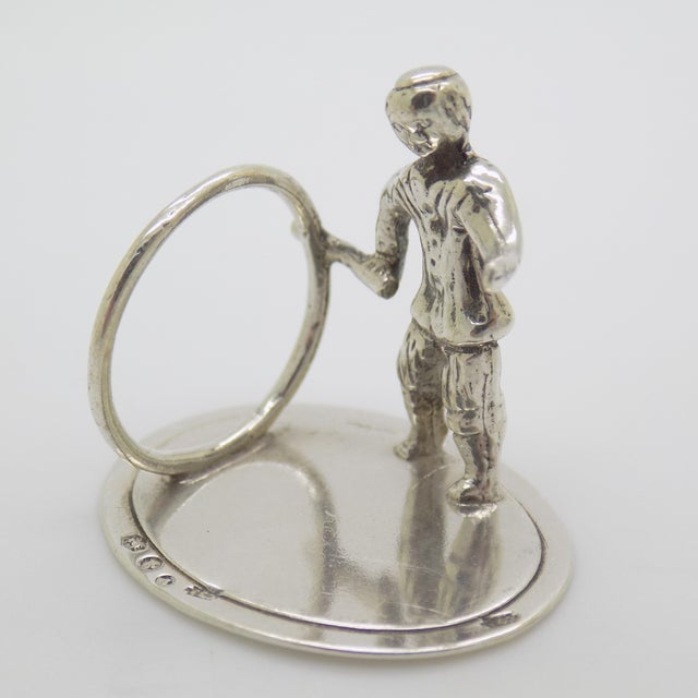 Vintage Dutch Handmade Genuine Silver 835 Child with Hoop Figurine, 1970s For Sale - Image 3 of 11