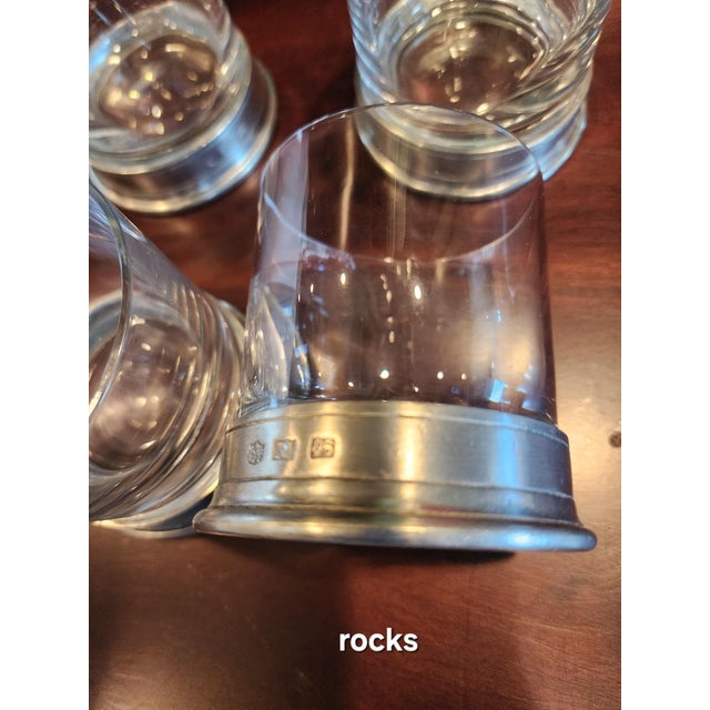 Traditional Set of Four Match Pewter Rocks Cocktail Glasses For Sale - Image 3 of 4