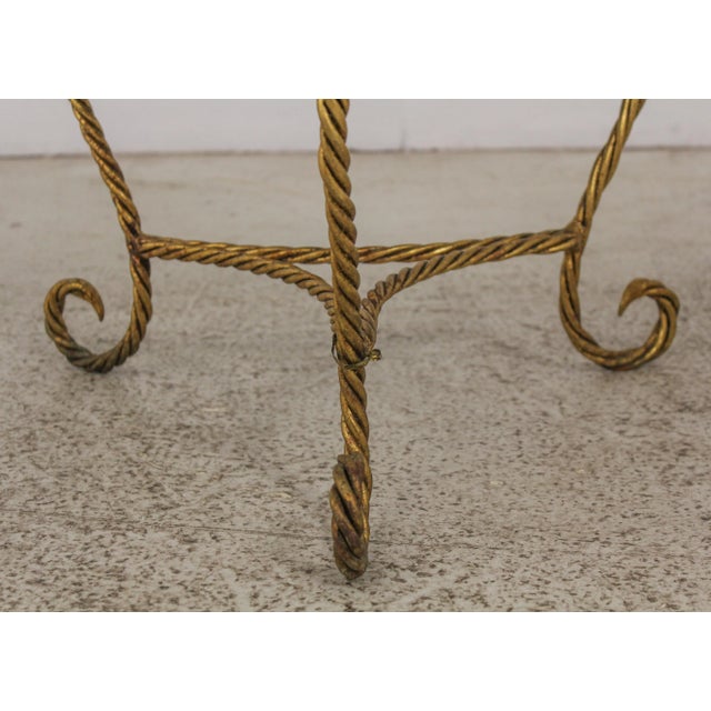 1980s Pair Crewel Work Upholstery Iron Base Benches For Sale - Image 5 of 12