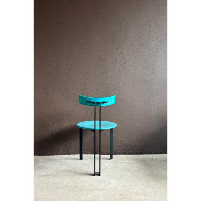 The "zeta" chair, in 2 tones of blue (original color), a classic dutch design from the 80s. Dimensions: 45 cm w, 51 cm d,...