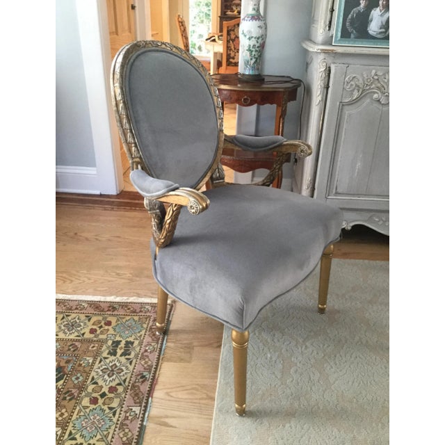Vintage Hollywood Regency Silver & Gold Upholstered Armchair For Sale - Image 4 of 10