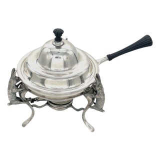 Joseph Heinrichs Silverplated & Ebony 3-D Rabbit Chafing Dish, Circa 1904 For Sale