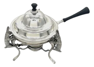 Joseph Heinrichs Silverplated & Ebony 3-D Rabbit Chafing Dish, Circa 1904