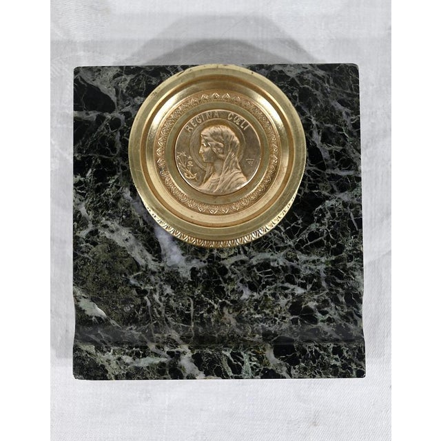 Inkwell with the Virgin in Bronze and Marble, Late 19th Century For Sale - Image 5 of 16