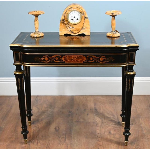 Napoleon III Card Table in Ebonised Marquetry, 1880 For Sale - Image 5 of 5