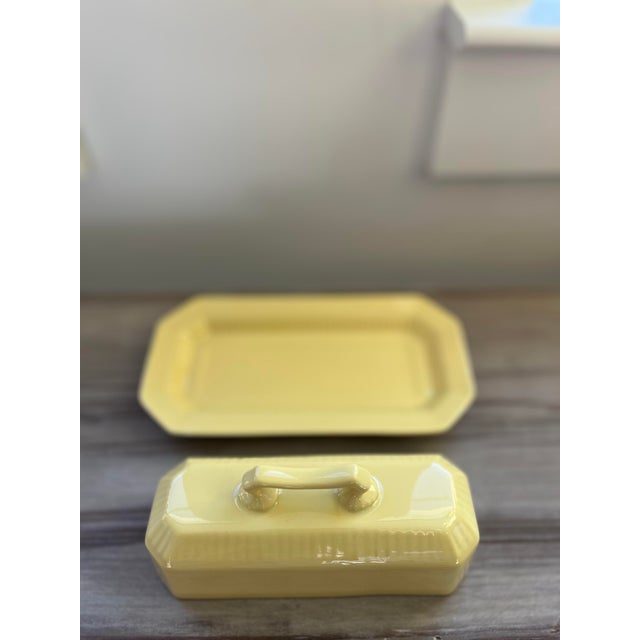 Yellow Mid-Century Independence Ironstone Butter Dish in Daffodil For Sale - Image 8 of 10