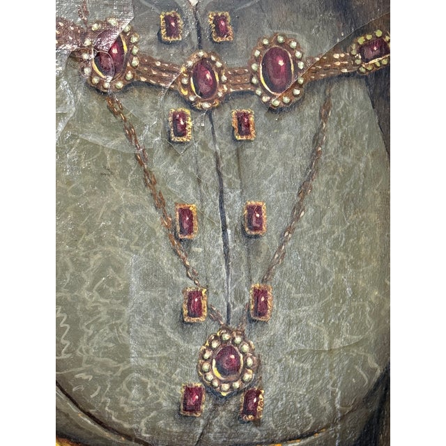 Red Huge English Oil Painting Portrait Tudor Royal King Henry VIII After Hans Holbein For Sale - Image 8 of 12