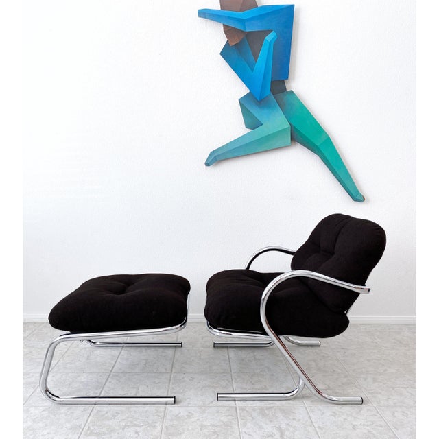 Mid Century Modern Jerry Johnson Chrome Lounge Chair With Ottoman Chairish