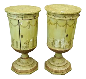Venetian Paint Urn Form Bedside or End Cabinets - a Pair