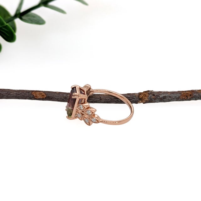 Metal 2.6ct Bi-Color Tourmaline Ring With Natural Diamonds: Solid 14k Gold, Size 6.75 For Sale - Image 7 of 7