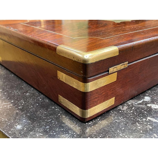 19th Century Mahogany Marine Chest For Sale - Image 11 of 16