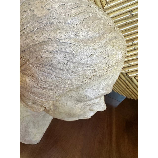 Vintage 1985 Signed Sculpture Bust /Head of Pensive Young Woman For Sale - Image 10 of 12