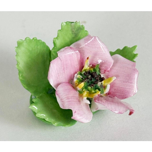 Early 20th Century Vintage English Bone China Rose Motif Place Card Holders, Set of 6 For Sale - Image 5 of 9