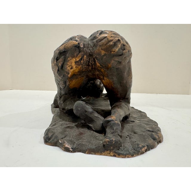 1960s Larry Mohr Bronze Crouching Female Figure Sculpture Signed From Artist Estate For Sale - Image 4 of 7