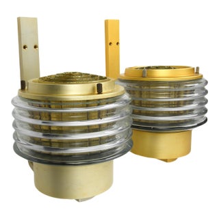 1960s Swedish Brass and Glass Wall Sconces by Hans-Agne Jakobsson - A Pair For Sale