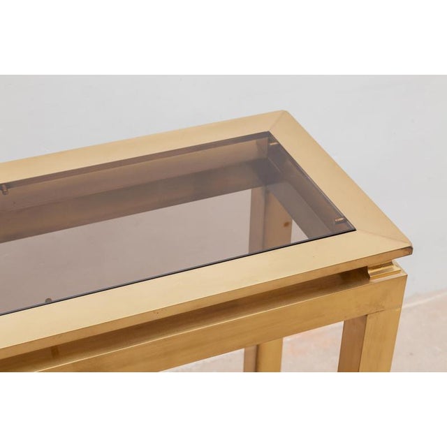 Metal Brass Console Tables attributed to Guy Lefevre for Maison Jansen, France, 1970s For Sale - Image 7 of 9