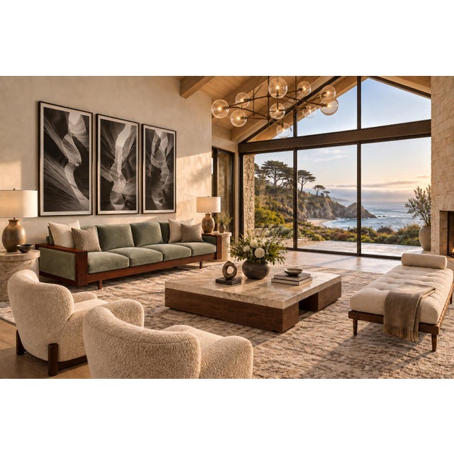 A commanding example of Brazilian modern design, this monumental four-seat sofa was produced by Celina in Brazil during...