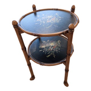 Two-Tier Bamboo Accent Table For Sale