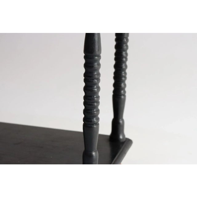 Vintage Diminutive Black Lacquered Table or Wall Shelf With Carved Red Finials For Sale - Image 9 of 18