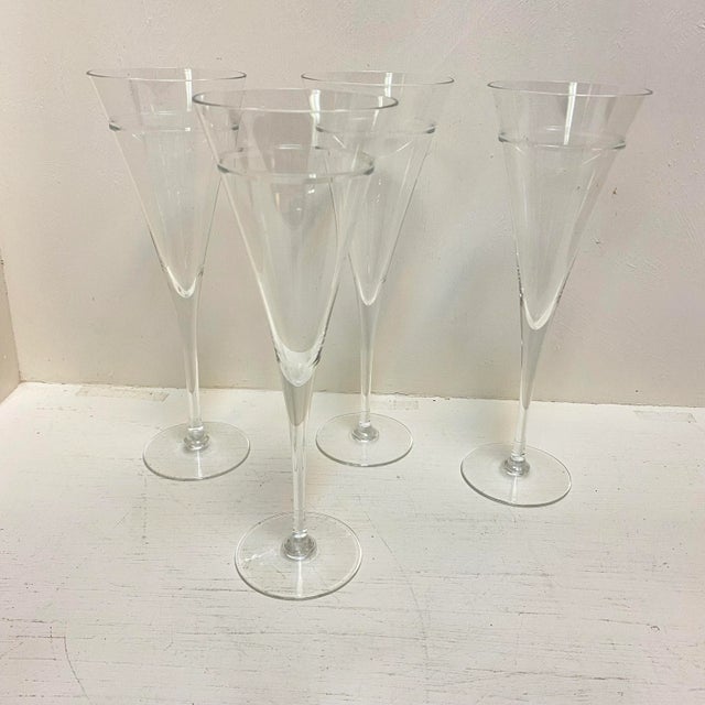 Glass Calloway Champagne Flutes - Set of 4 For Sale - Image 7 of 9