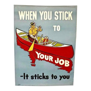 1962 Copyright Kelly-Read & Co. "Stick to Your Job" Motivational Poster For Sale