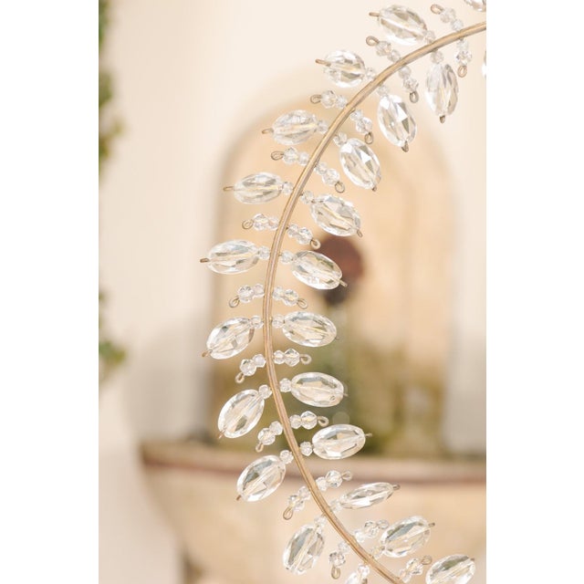 1920s French Crystal Light Fixtures with Campanula, Ribbon and Rosettes - a Pair For Sale - Image 9 of 12