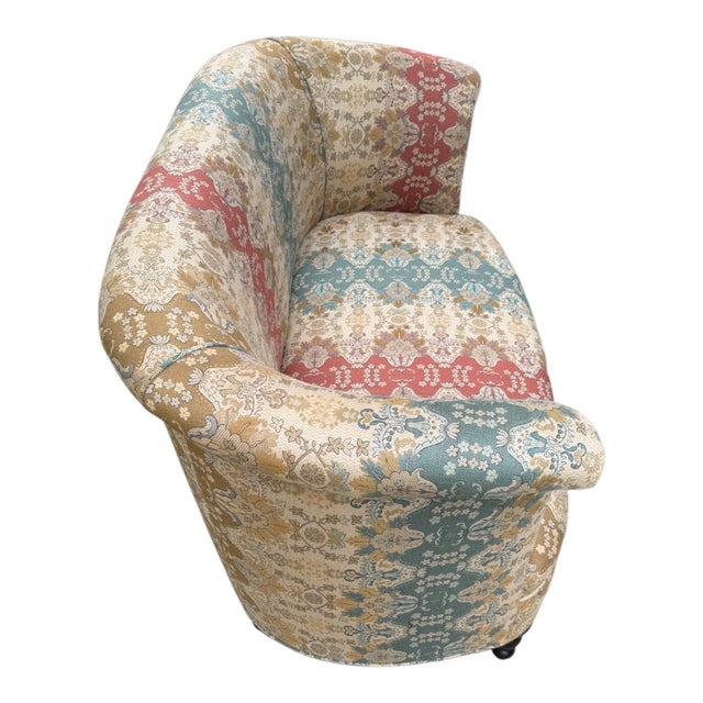 1960s Queen Anne Brocade Love Seat Sofa Couch For Sale - Image 11 of 13