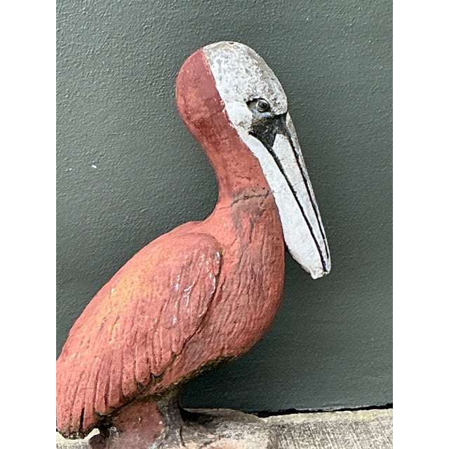 Paint Vintage Painted Cement Pelican Sculpture For Sale - Image 7 of 12