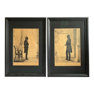 Pair of Large Antique Silhouettes of Gentlemen For Sale