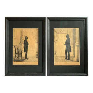 Pair of Large Antique Silhouettes of Gentlemen