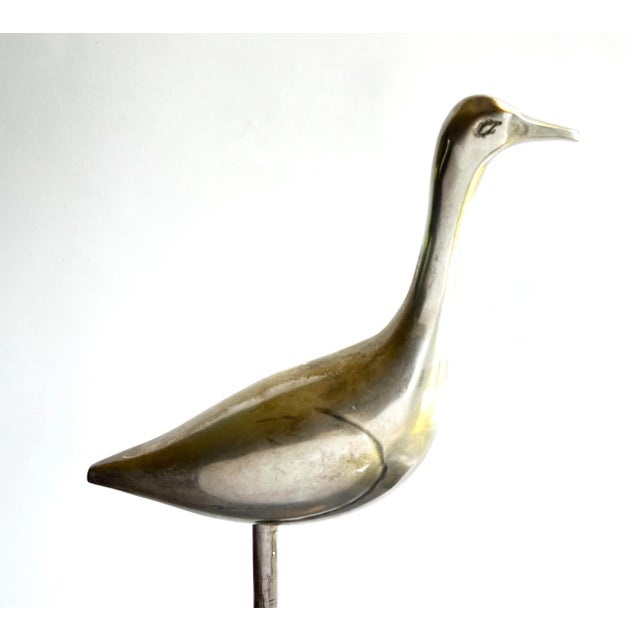 Really cool, mid-century chrome stork or crane statue / bird figurine. Maintains a perfect patina to boost the vintage...