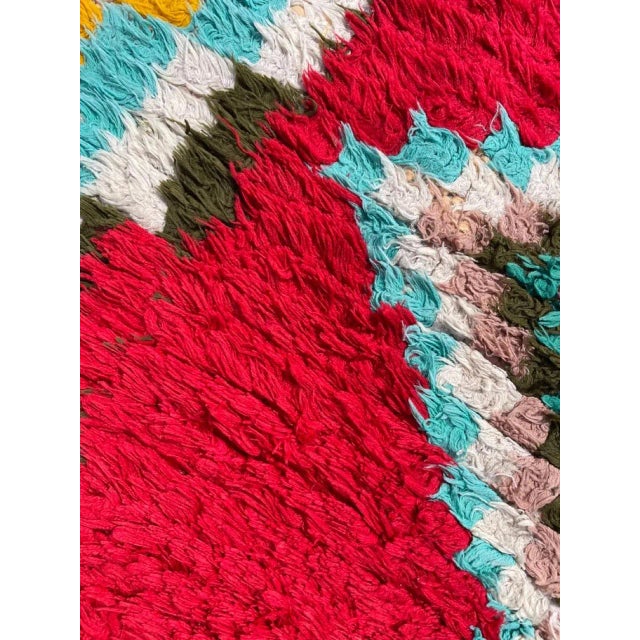 Red 1980s Red Traditional Moroccan Berber Boucherouite Rug For Sale - Image 8 of 10