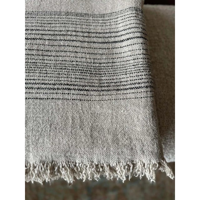 Textile French Flax Linen Throw With Stripes For Sale - Image 7 of 9