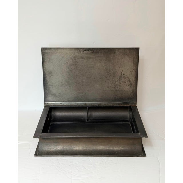 Metal 1980s Italian Brutalist “Il Teatro” Metal Book Rectangular Box For Sale - Image 7 of 12