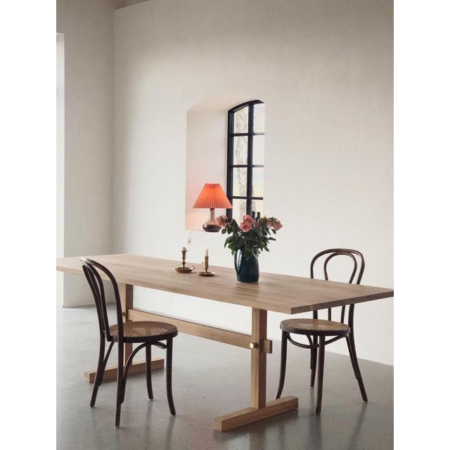 Gaspard Dining Table 240 in Light Oak and Brass by Eberhart Furniture For Sale - Image 9 of 18