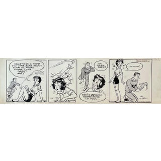 Jerry Walter & Linda Walter, Rare 1950s Vintage Syndicated Ink Drawing Cartoon Strip Susie Q Smith Comic Art, 1954 For Sale