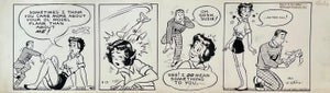 Jerry Walter & Linda Walter, Rare 1950s Vintage Syndicated Ink Drawing Cartoon Strip Susie Q Smith Comic Art, 1954