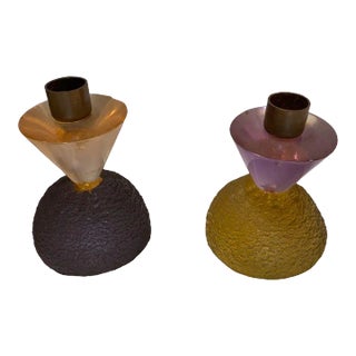 Vintage Art Deco Resin Candlestick Holders- Set of 2 For Sale