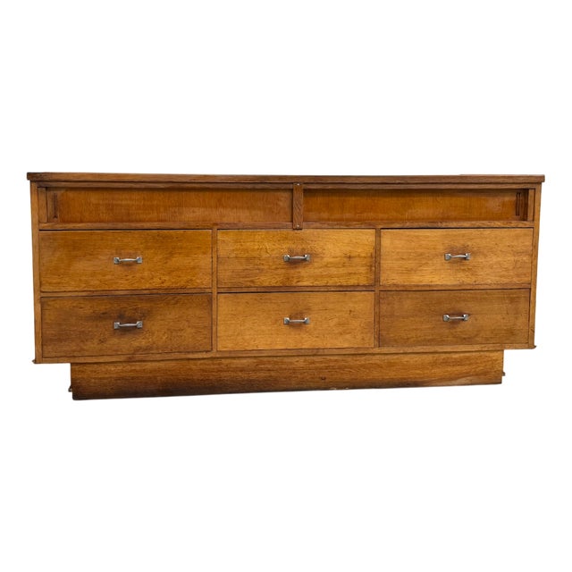 Vintage Oak and Glass Trade Counter from Siegel Paris, 1950 For Sale