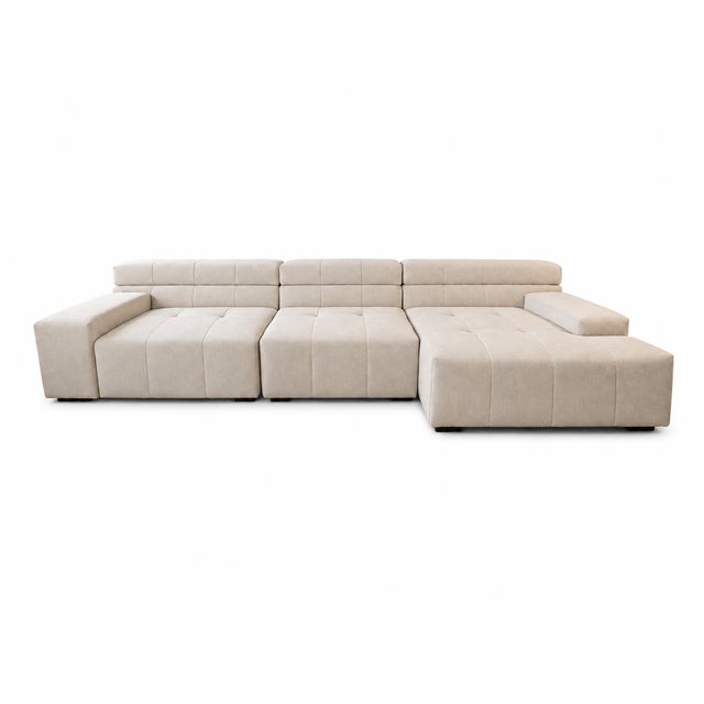 Mid-Century Modern Large Cantoni 3-Pc Modular Sectional Sofa in Off-White Cream Micro-Suede, Like New For Sale - Image 3 of 14