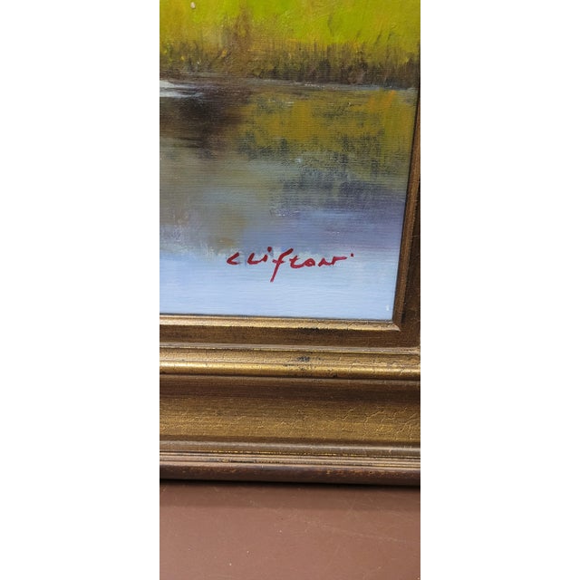 Fine Beautiful Oil Painting Landscape Signed For Sale - Image 10 of 12