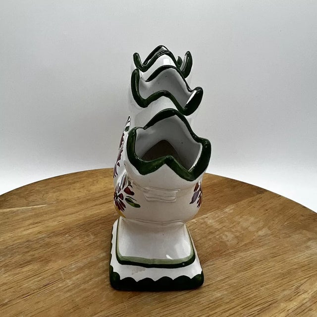 Bring timeless European artistry into your home with this vintage 5-finger floral vase, hand-painted in Portugal for Jay...