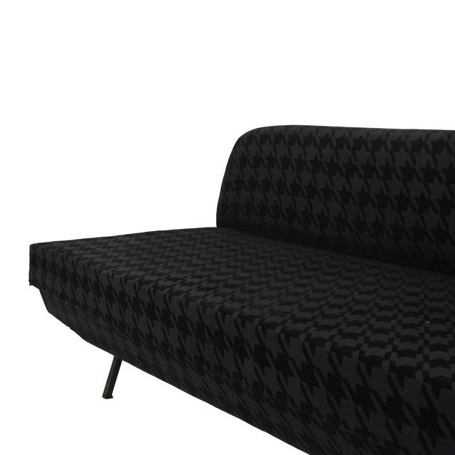 Mid-Century Italian Sofa Bed in Textured Black Velvet, Italy, 1950s For Sale - Image 4 of 10
