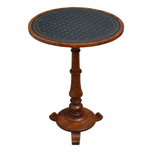 William IV English Mahogany Occasional Table with Leather Top, 1830 For Sale