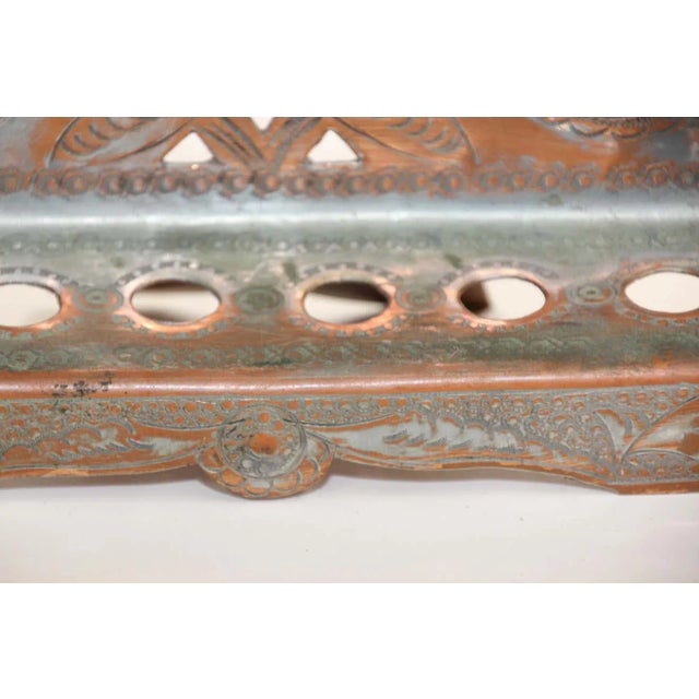 Vintage Moroccan Copper Hanukkah Candle Menorah, Jewish Judaica, Circa 1950. For Sale In Palm Springs - Image 6 of 13