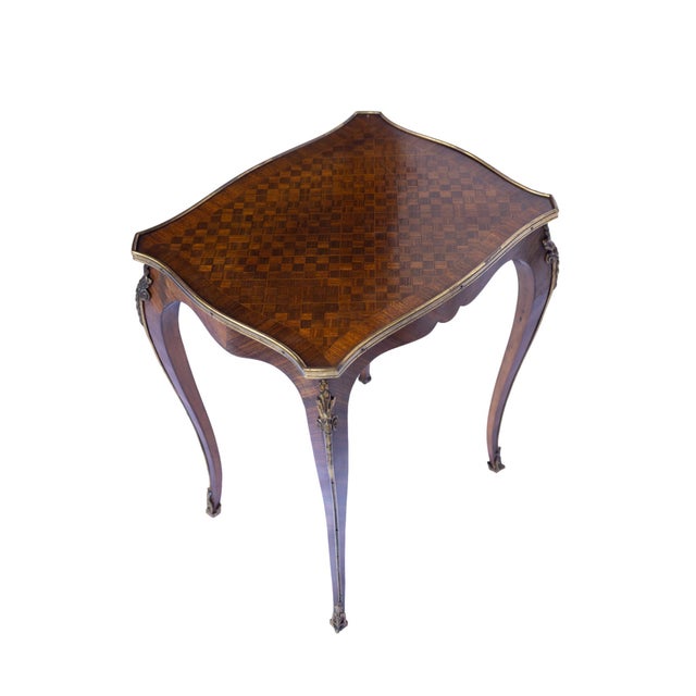 Wood Set Three Louis XV-Style Kingwood and Parquetry Nesting Tables, French, C. 1880 For Sale - Image 7 of 13